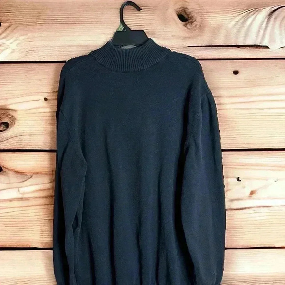 JA John Ashford Men's XL Black With Gray Stripes 1/4 Zip Casual/Work Sweater - Picture 3 of 4
